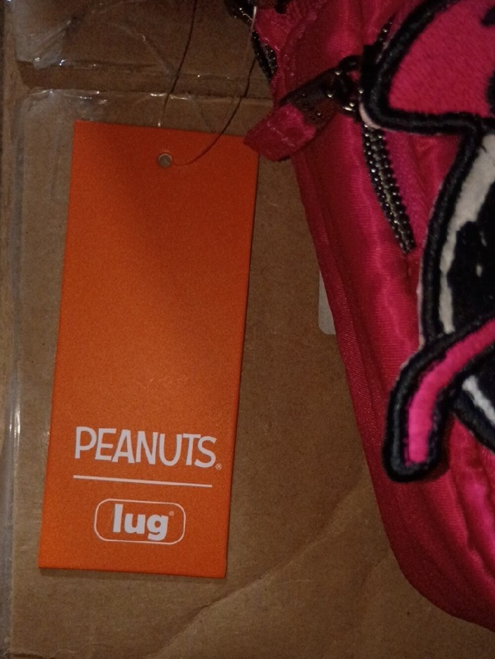 Peanuts Lug Hot Pink Crossbody Bag with Belle-Style Cartoon Patch - Picture 2 of 4